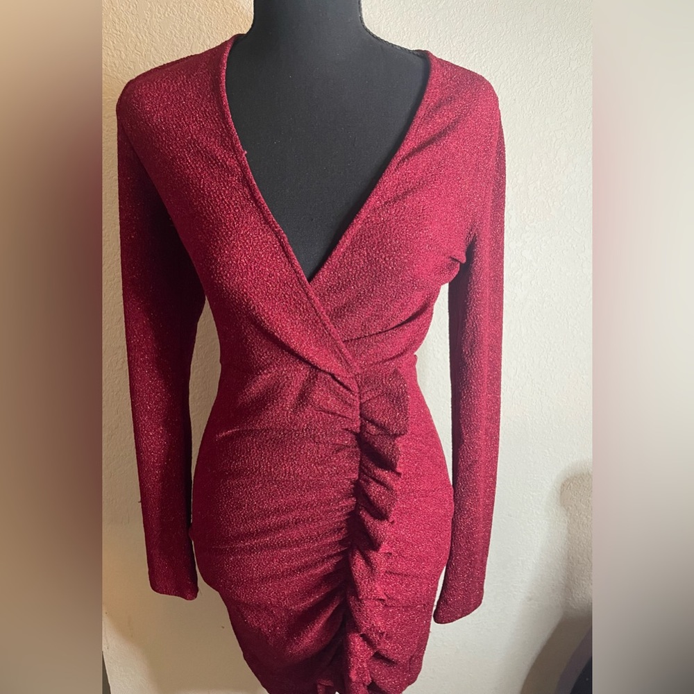 Lady in red cocktail dress
